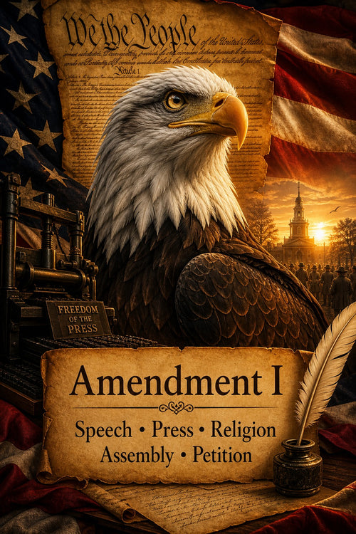 amendment 01 first speech press religion assembly petition — digital color artwork