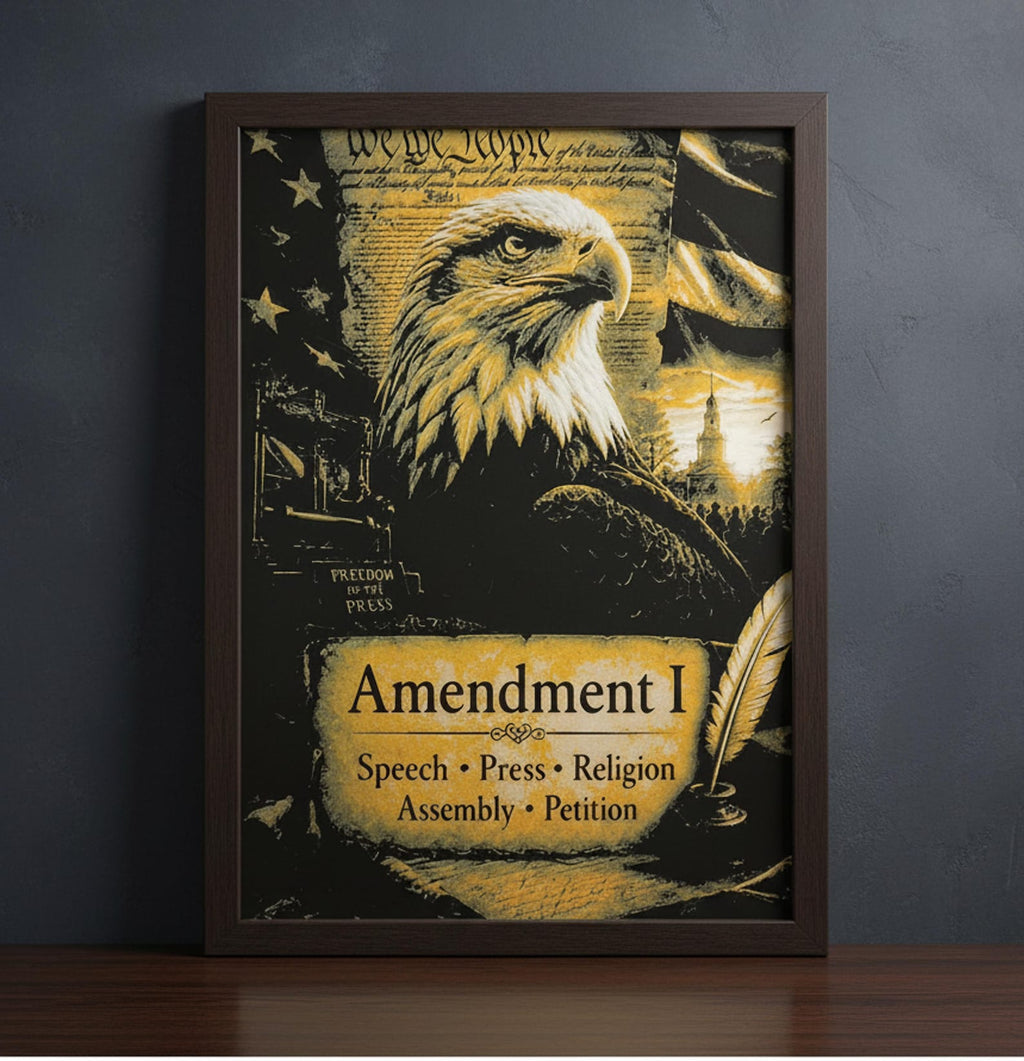 Bill of Rights Amendment I — Golden Age 3D Printed Wall Art