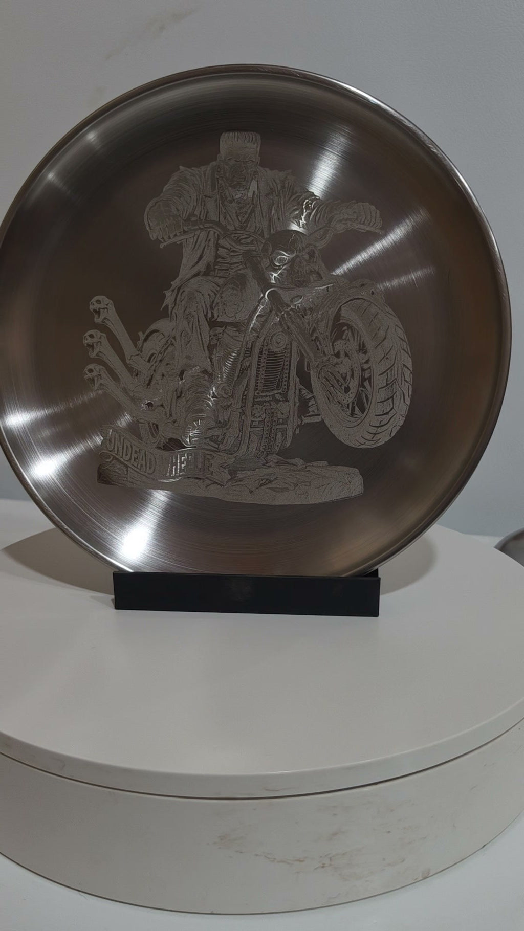 Undead Wheelie engraved stainless plate